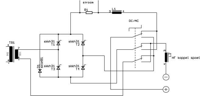 Stuurstroomschema van een lasapparaat